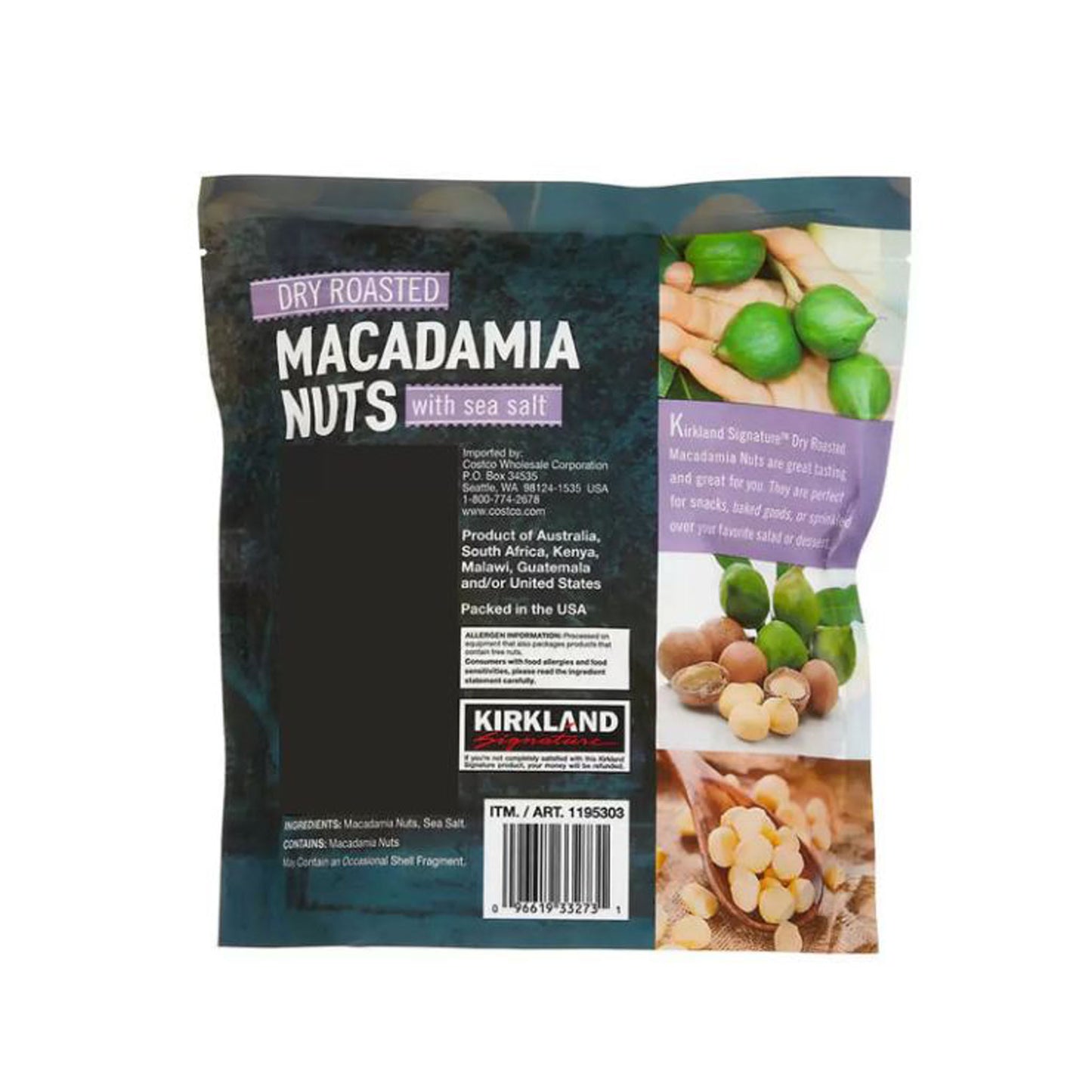 Kirkland Signature Dry Roasted Macadamia Nuts with Sea Salt, 680g