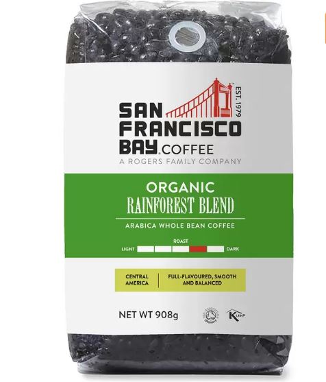 San Francisco Bay Organic Rainforest Blend Whole Bean Coffee, 908g